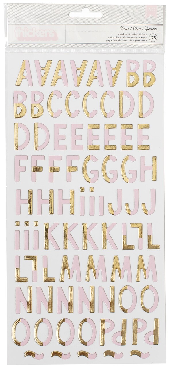 Cute Girl Thickers Alpha Stickers 5.5"X11" 175/Pkg-Dear/Chipboard Gold Foil